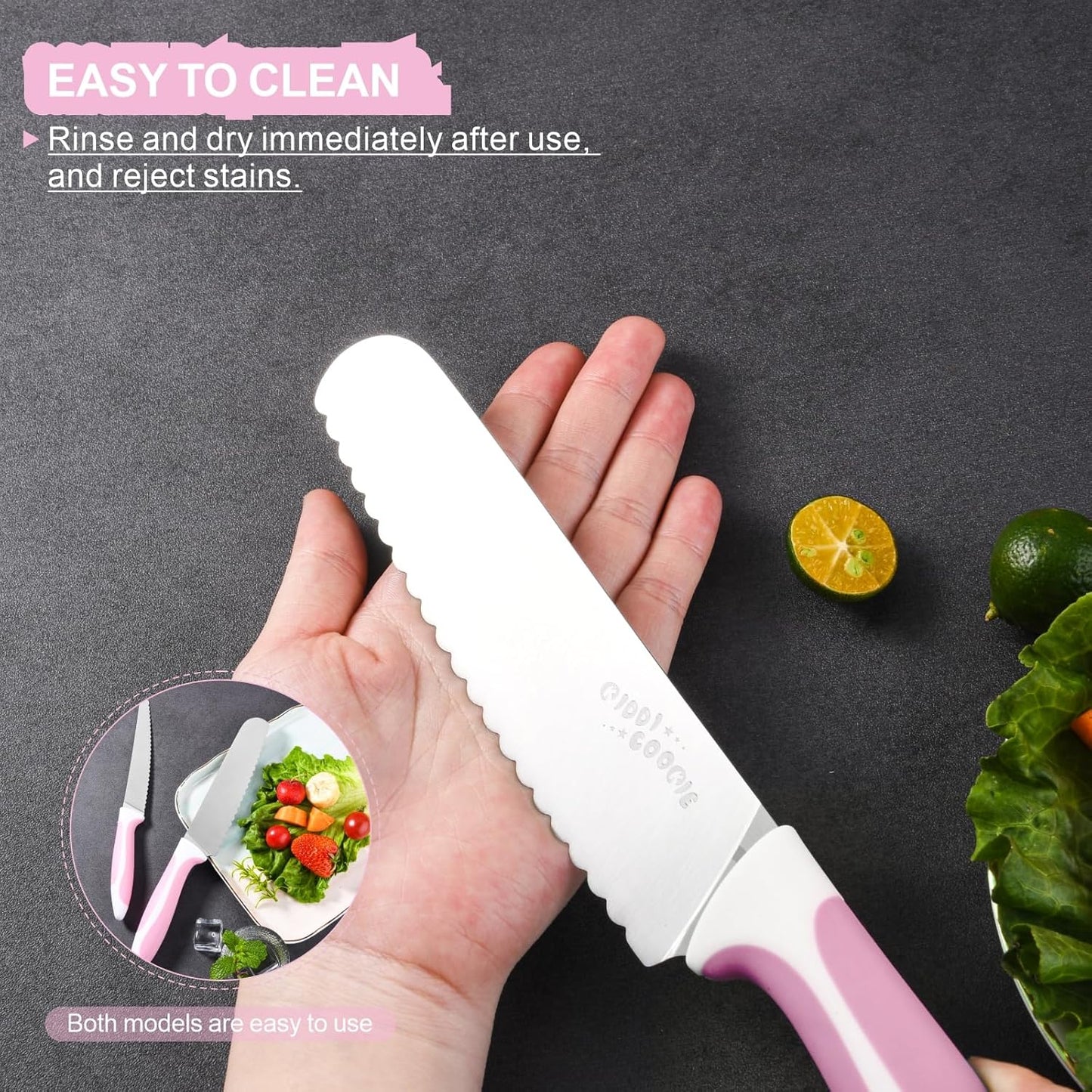 Serrated Bread Knife Stainless Steel | Kitchen cutter Tomato, Lettuce Knife 6" Blue