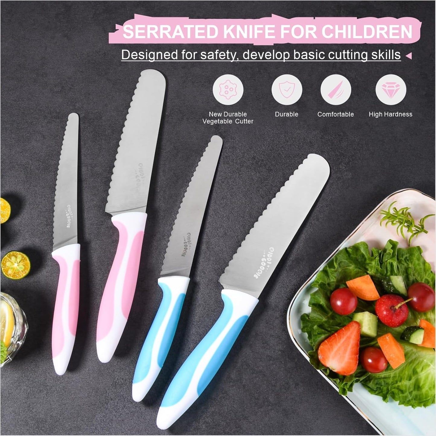 Serrated Bread Knife Stainless Steel | Kitchen cutter Tomato, Lettuce Knife 6" Blue