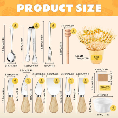 Charcuterie Boards Accessories Charcuterie Utensils 169Pcs Cheese Spreader Knife Set Small Serving Tongs Forks and Spoons Dipping Bowls Honey Dipper Toothpick Flags Cocktail Picks for Appetizers