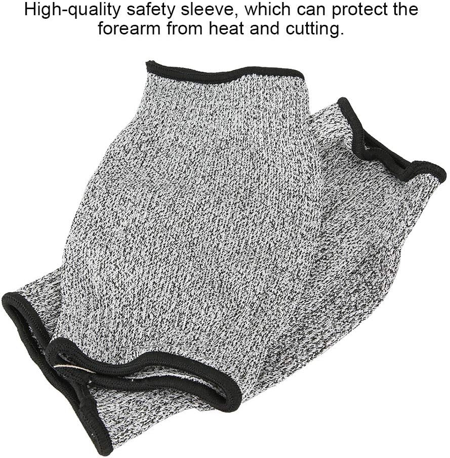 Cut Arm Sleeves, 5 Level Protection HPPE Nylon Spandex Safety Sleeve, with Heat Cut Abrasion Tear Resistance, for Construction Mining Glass Processing Metal Work (L=20cm)