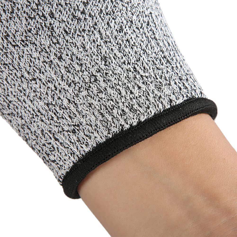 Cut Arm Sleeves, 5 Level Protection HPPE Nylon Spandex Safety Sleeve, with Heat Cut Abrasion Tear Resistance, for Construction Mining Glass Processing Metal Work (L=20cm)