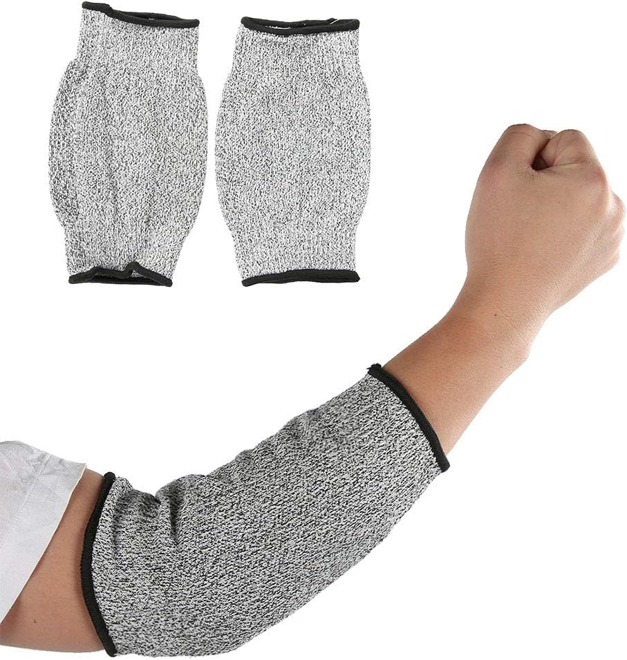 Cut Arm Sleeves, 5 Level Protection HPPE Nylon Spandex Safety Sleeve, with Heat Cut Abrasion Tear Resistance, for Construction Mining Glass Processing Metal Work (L=20cm)