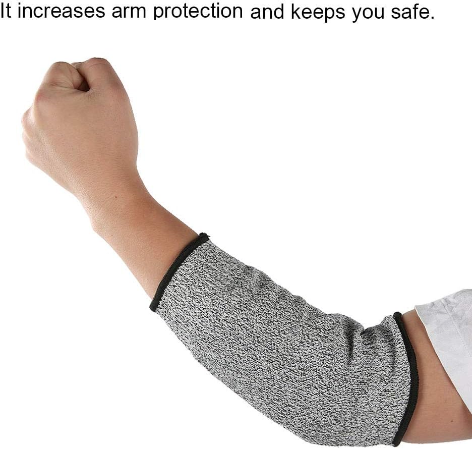 Cut Arm Sleeves, 5 Level Protection HPPE Nylon Spandex Safety Sleeve, with Heat Cut Abrasion Tear Resistance, for Construction Mining Glass Processing Metal Work (L=20cm)