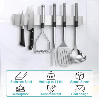 Magnetic Knife Holder for Wall, No Drilling Magnetic Knife Strip Adhesive Knife Holder Magnet Knife Bar, Wall Mount Knife Rack Block Metal Tool Holder for Utensils RV Kitchen Organization, 10 Inch