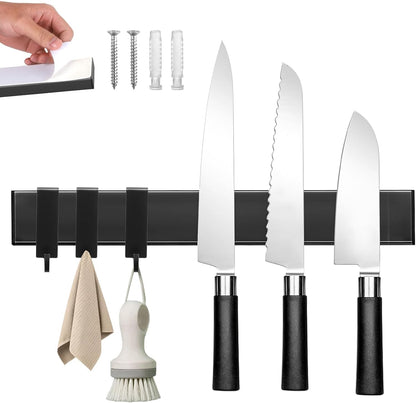 Magnetic Knife Holder for Wall, No Drilling Magnetic Knife Strip Adhesive Knife Holder Magnet Knife Bar, Wall Mount Knife Rack Block Metal Tool Holder for Utensils RV Kitchen Organization, 10 Inch