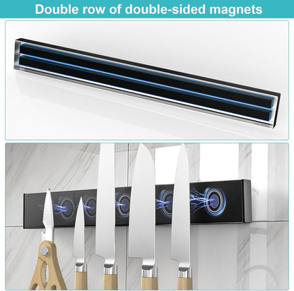 Magnetic Knife Holder for Wall, No Drilling Magnetic Knife Strip Adhesive Knife Holder Magnet Knife Bar, Wall Mount Knife Rack Block Metal Tool Holder for Utensils RV Kitchen Organization, 10 Inch