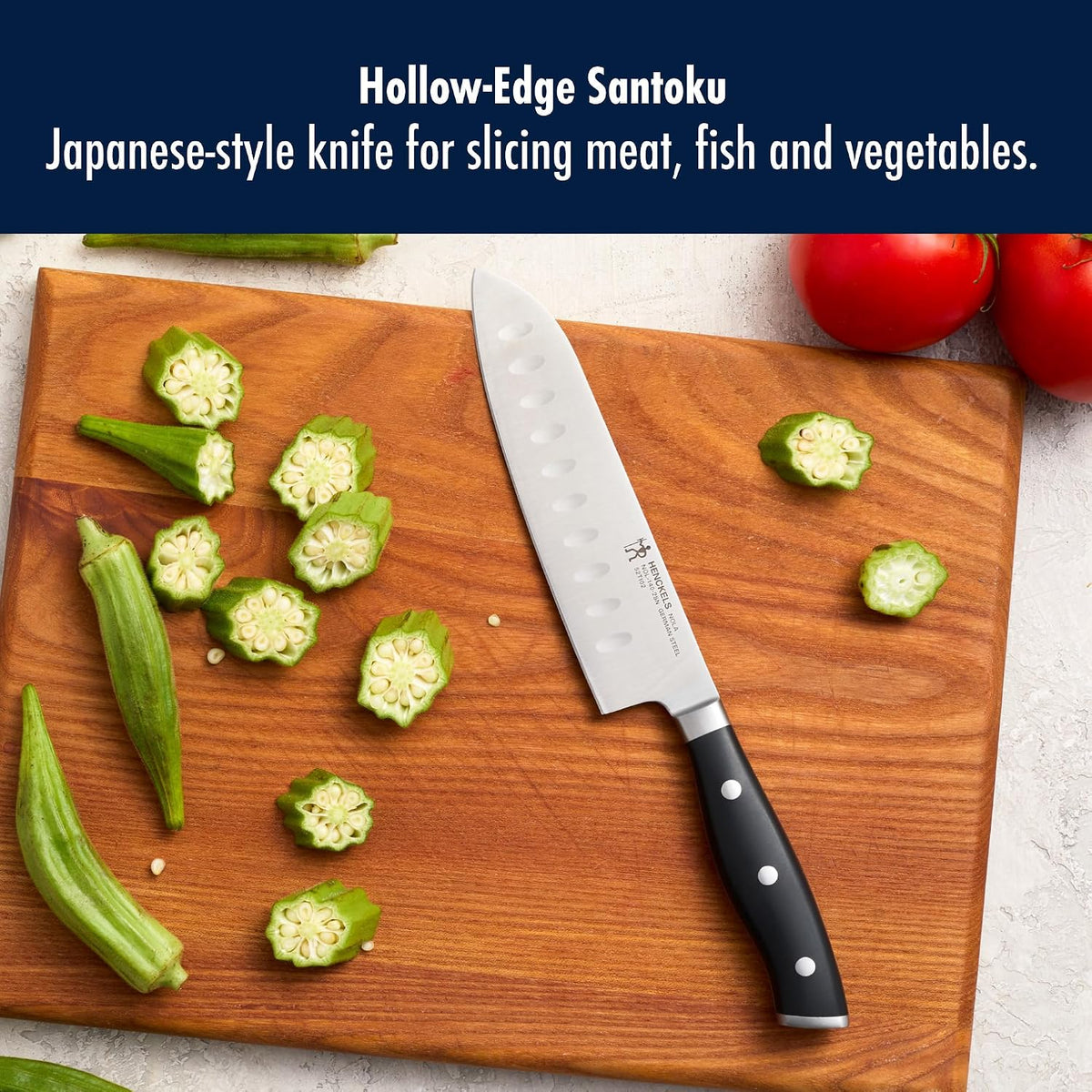 x EMERIL Lagasse The Nola Collection Razor-Sharp German 5.5-inch Hollow Edge Santoku Knife, Made in Company-Owned German Factory with Special Formula Steel perfected for almost 300 Years