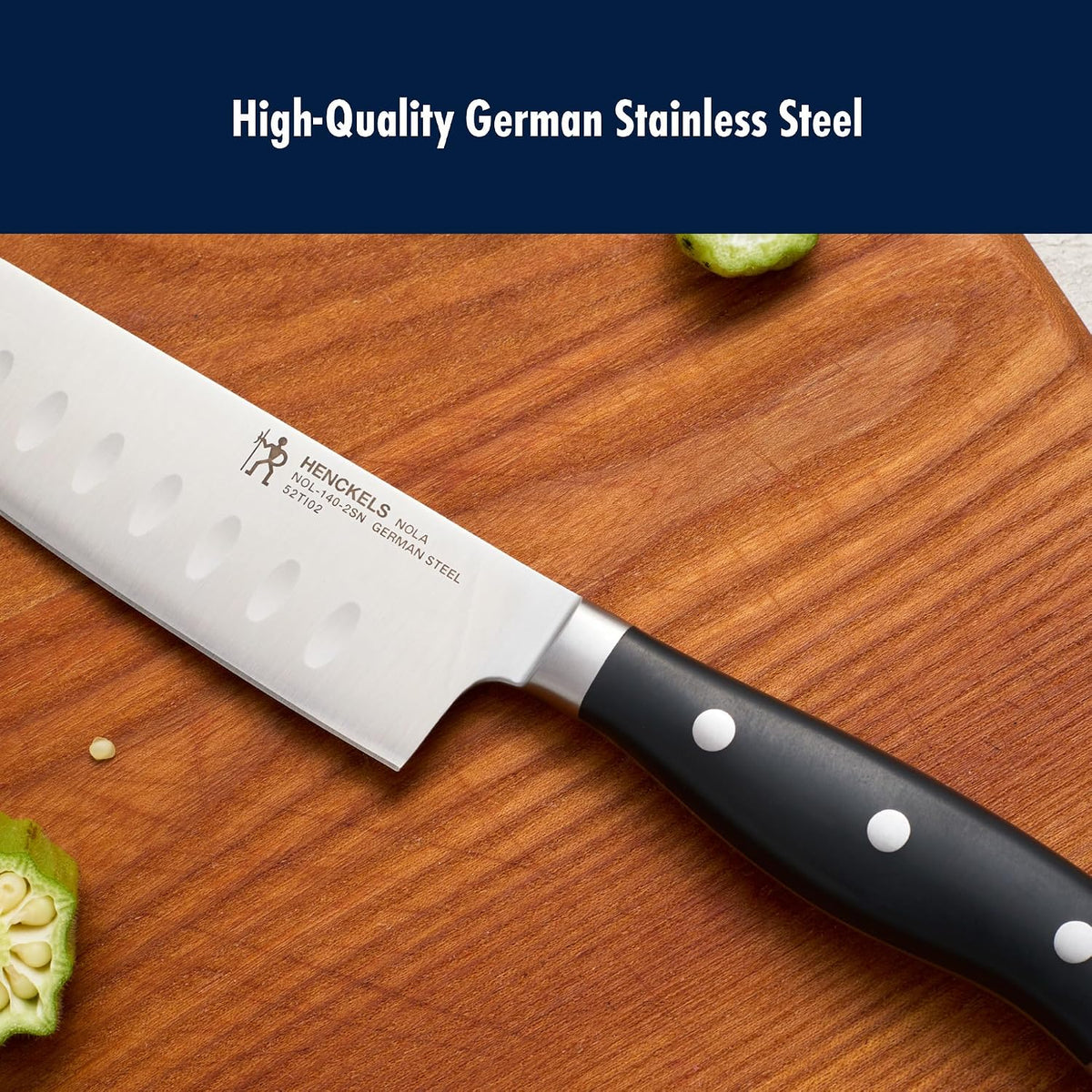 x EMERIL Lagasse The Nola Collection Razor-Sharp German 5.5-inch Hollow Edge Santoku Knife, Made in Company-Owned German Factory with Special Formula Steel perfected for almost 300 Years