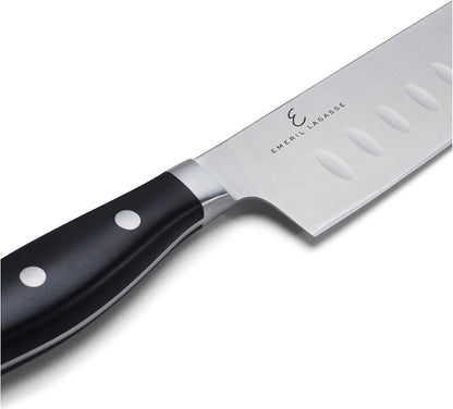 x EMERIL Lagasse The Nola Collection Razor-Sharp German 5.5-inch Hollow Edge Santoku Knife, Made in Company-Owned German Factory with Special Formula Steel perfected for almost 300 Years