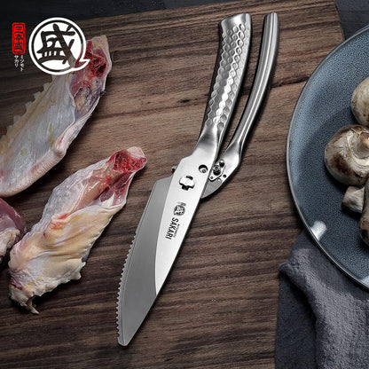 Heavy Duty Poultry Shears, Detachable Kitchen Scissors | Titanium-Plated Serrated Blades, Detachable Cleaning, Poultry Fish Meat Prep, Vegetable and Herb Cutting