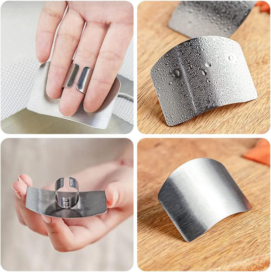 Stainless Steel Finger Guard, 4PCS Finger Protector Finger Guard For Cutting Kitchen Tool Finger Guards for Cutting Food, Protector Avoid Hurting When Cutting, Slicing and Dicing in Kitchens