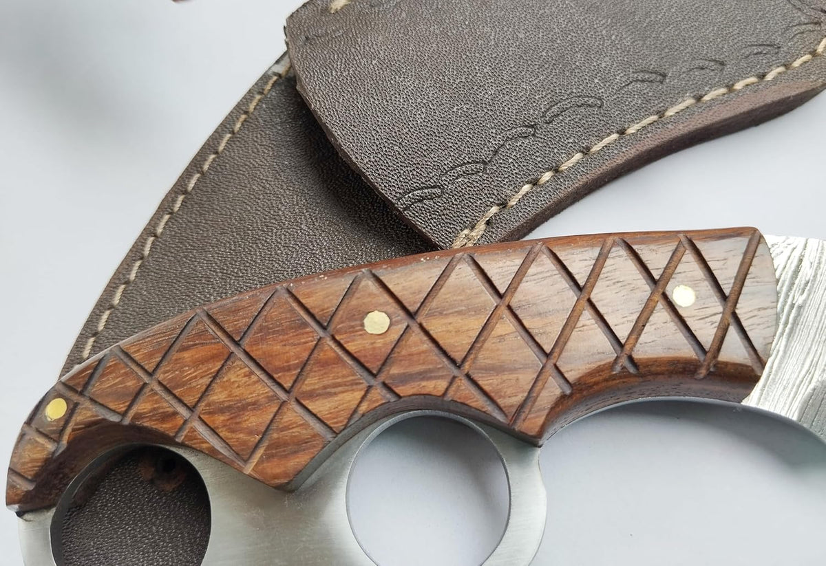 Hand Crafted Damascus Steel Karambit Knife, USA Style, Survival, outdoor, Silat, Best Gift