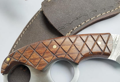 Hand Crafted Damascus Steel Karambit Knife, USA Style, Survival, outdoor, Silat, Best Gift