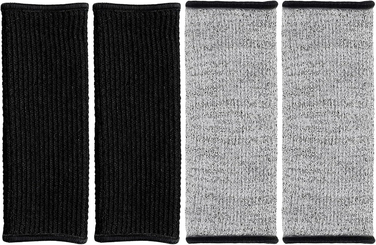 Cut Resistant Puncture Resistant Protective Forearm Sleeves, 20cm Arm Safety Guards for Gardening and Kitchen Work, 2 Pairs Gray and Black Sleeves for Men and Women