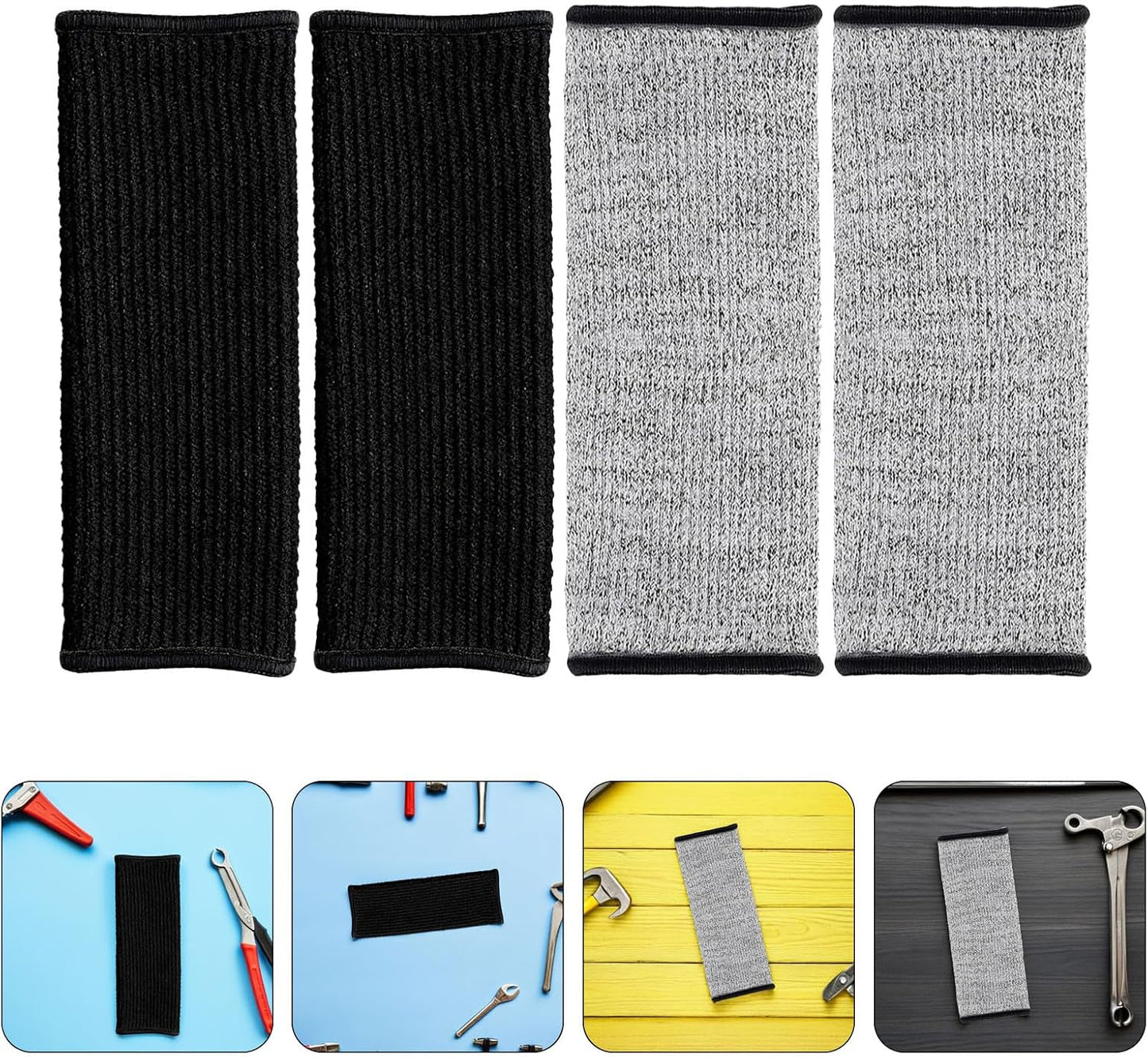 Cut Resistant Puncture Resistant Protective Forearm Sleeves, 20cm Arm Safety Guards for Gardening and Kitchen Work, 2 Pairs Gray and Black Sleeves for Men and Women