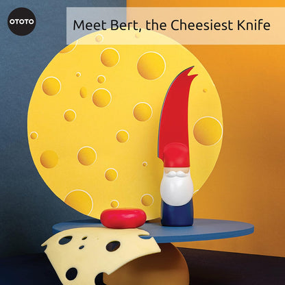 Bert Cheese Knife, Gnome-Themed Multifunctional Knife for Cheese, Fruits, and Veggies, Cute Kitchen Accessories, BPA-Free Kitchen Gadget, Funny Gadgets, Gnomes Gifts for Women