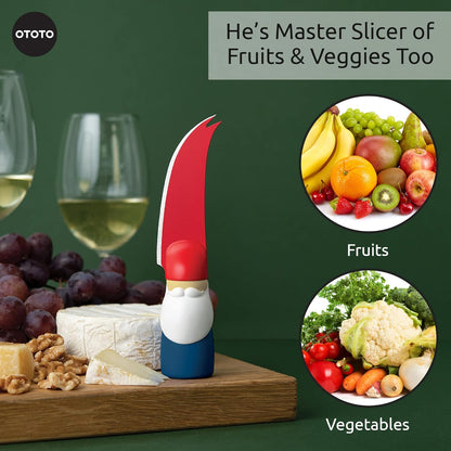 Bert Cheese Knife, Gnome-Themed Multifunctional Knife for Cheese, Fruits, and Veggies, Cute Kitchen Accessories, BPA-Free Kitchen Gadget, Funny Gadgets, Gnomes Gifts for Women