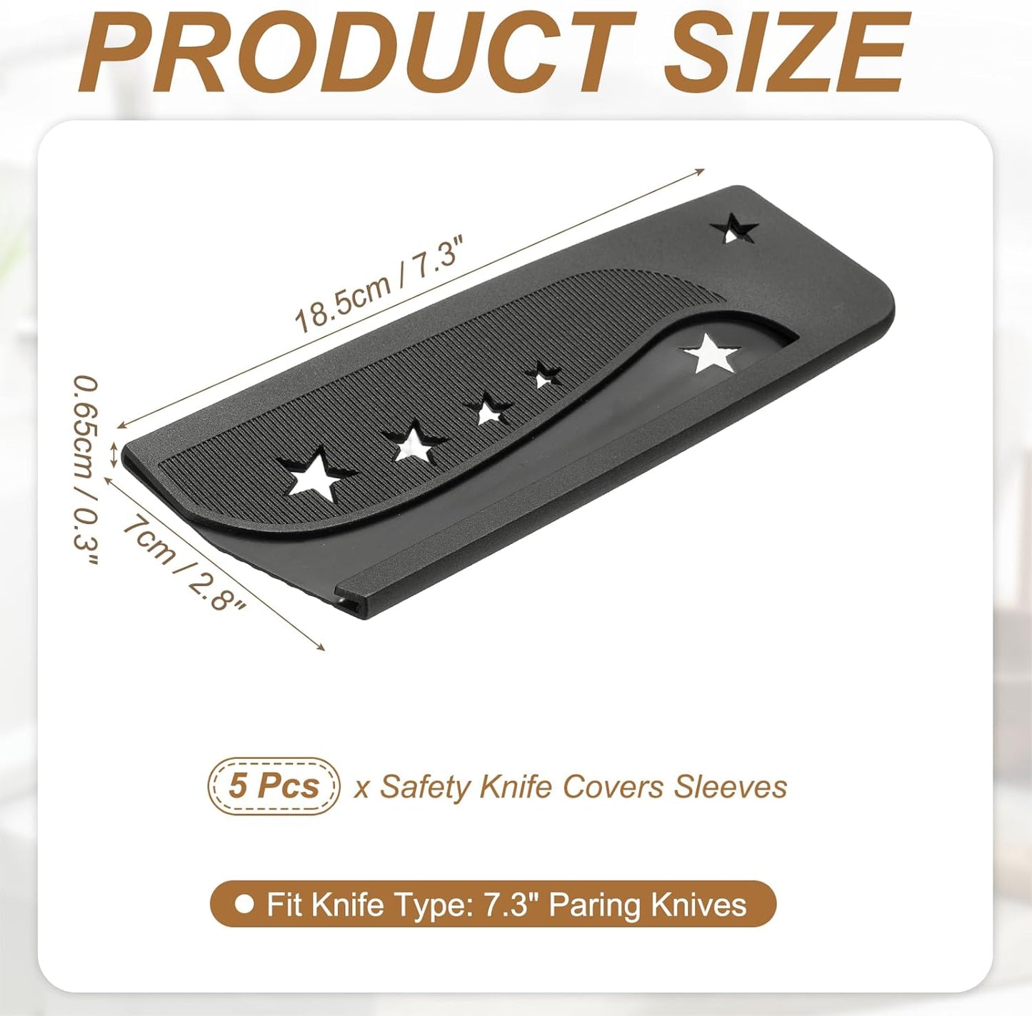 5Pcs Safety Knife Covers Sleeves, Universal PP Knife Sheaths Edge Guards Blade Protector Covers for 7.3" Chopping Knives Portable for Kitchen Camping Picnics Accessories, Black