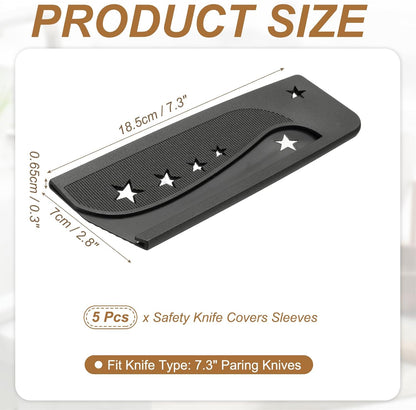 5Pcs Safety Knife Covers Sleeves, Universal PP Knife Sheaths Edge Guards Blade Protector Covers for 7.3" Chopping Knives Portable for Kitchen Camping Picnics Accessories, Black