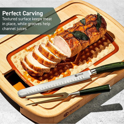Hybrid Beechwood Carving and Cutting Board with Drip Tray