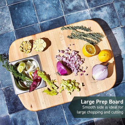 Hybrid Beechwood Carving and Cutting Board with Drip Tray