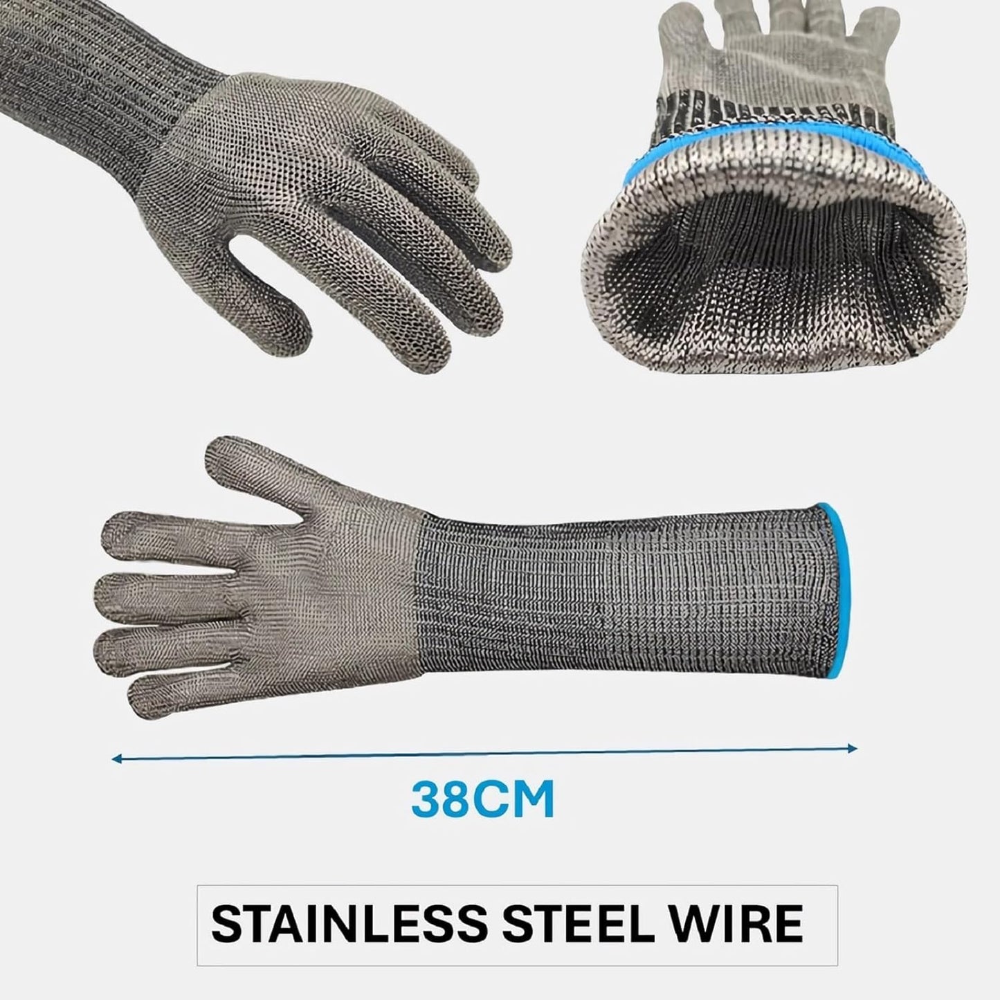Butcher Gloves Stainless Steel With Long Sleeves Cut Resistant Glove Metal Level 5 Cutting Glove for Meat Slicer