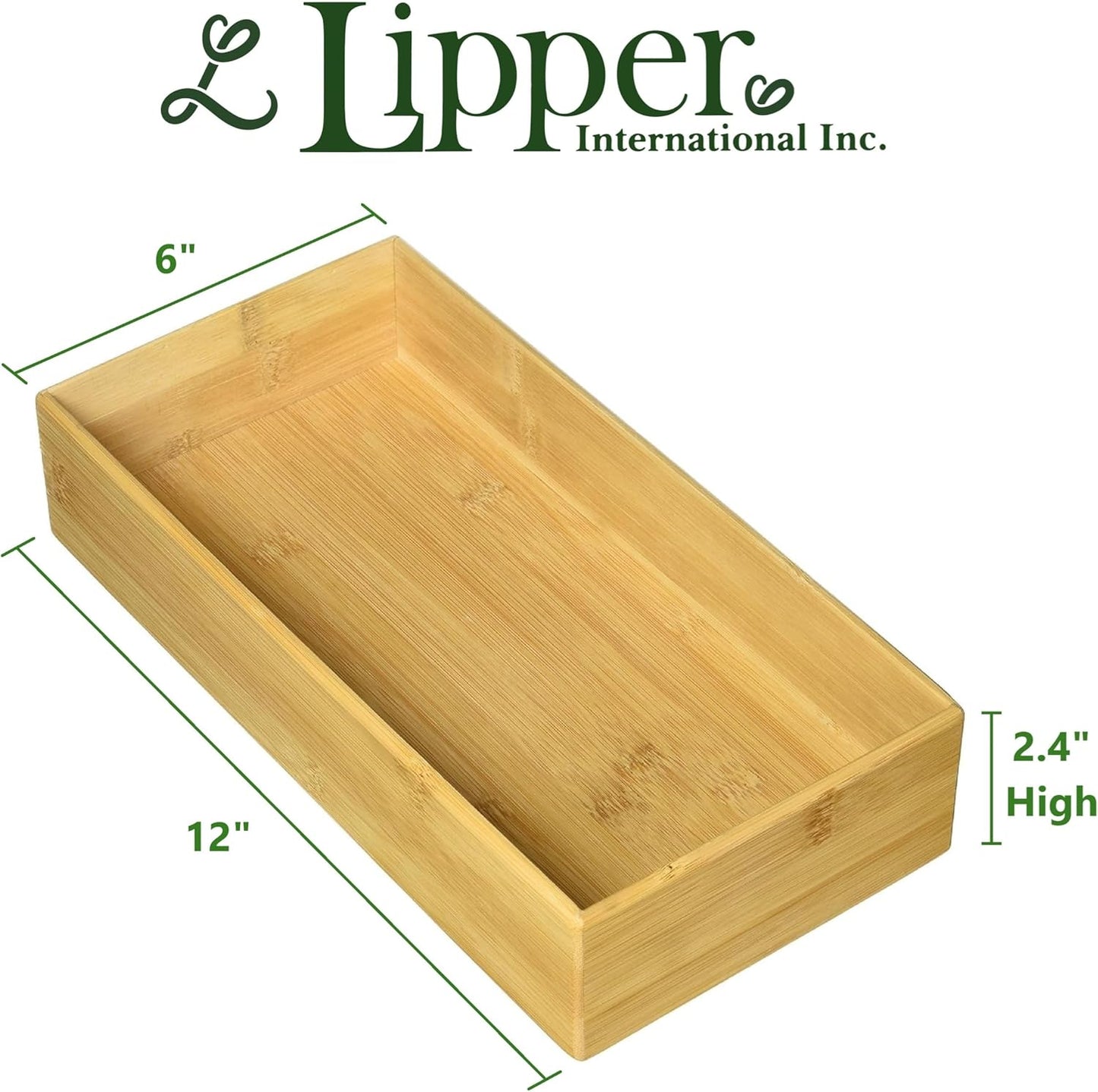 8386 Bamboo Wood Stacking Drawer Organizer Box, 15" x 6"