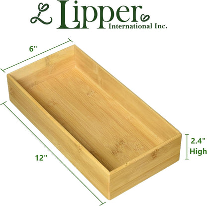 8386 Bamboo Wood Stacking Drawer Organizer Box, 15" x 6"
