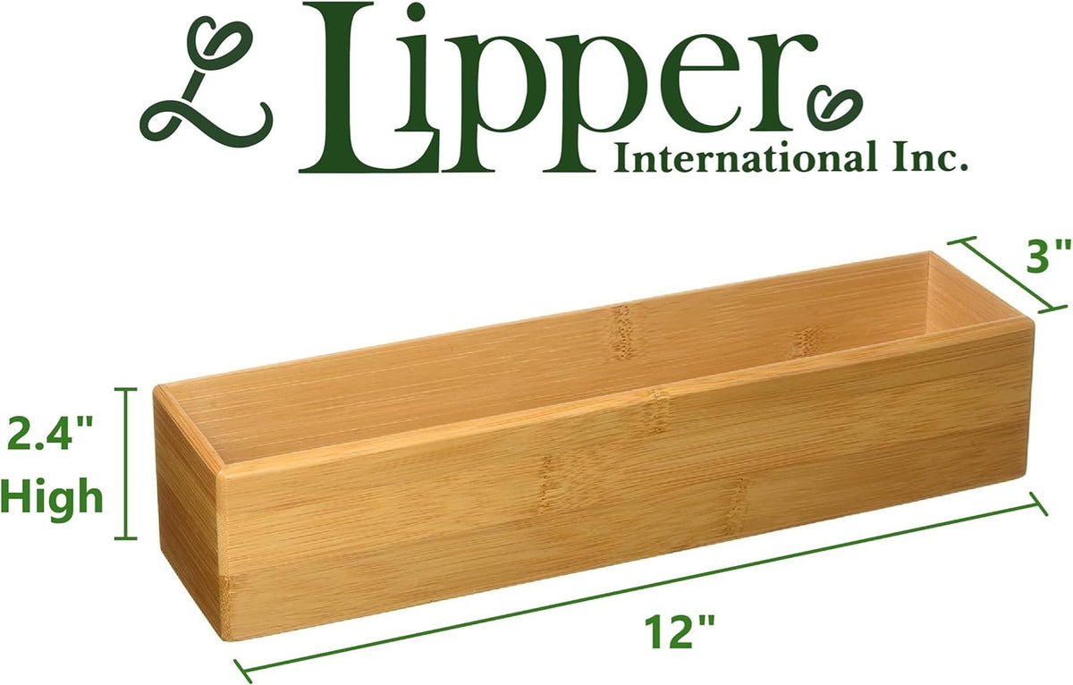 8386 Bamboo Wood Stacking Drawer Organizer Box, 15" x 6"