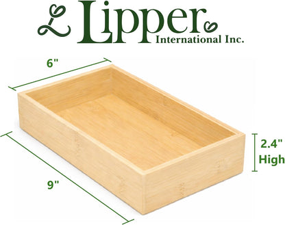 8386 Bamboo Wood Stacking Drawer Organizer Box, 15" x 6"