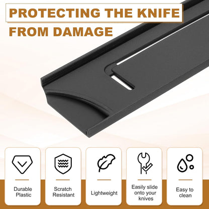 2Pcs PP Universal Knife Cover, Knife Protector Sleeve for 7" Santoku Knife Blade Guard for Kitchen, Dining Room, Black