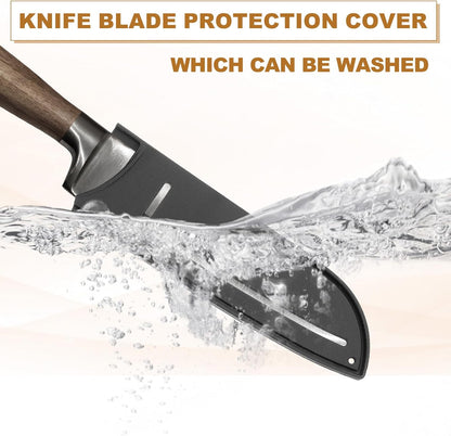 2Pcs PP Universal Knife Cover, Knife Protector Sleeve for 7" Santoku Knife Blade Guard for Kitchen, Dining Room, Black