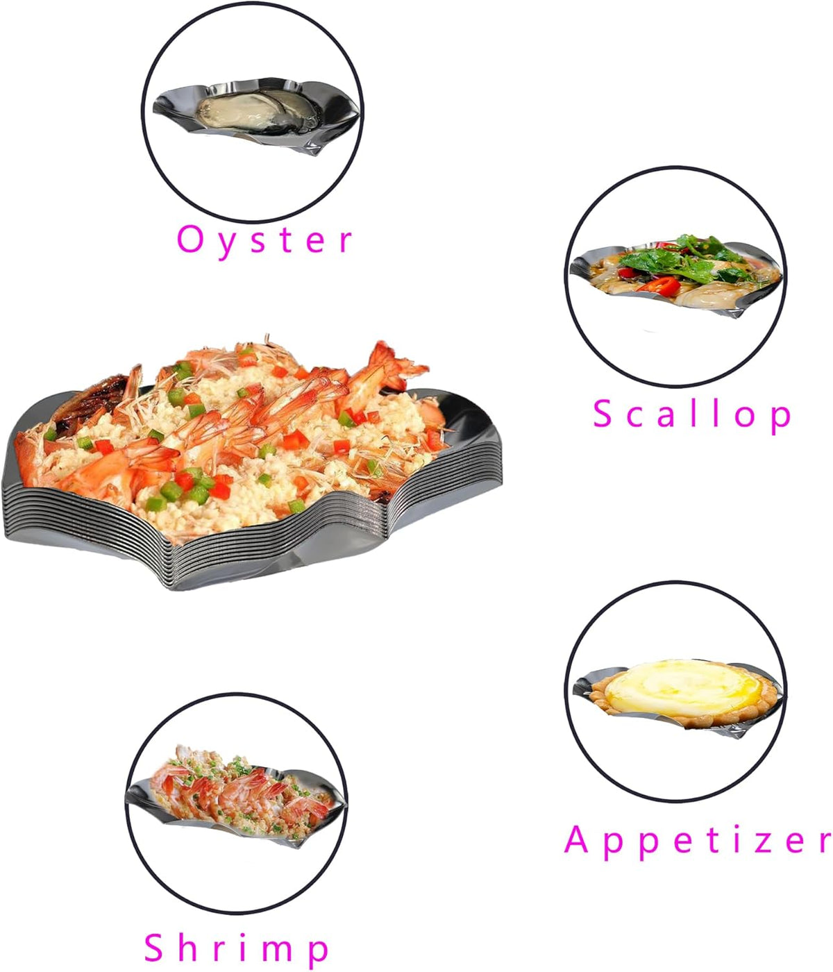 25 Pcs Grillable Oyster Shells, 304 Stainless Steel Oyster Grilling Shells for Cooking and Baking