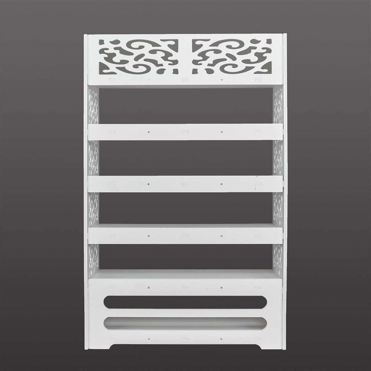 Wood-Plastic Board Six Tiers Carved Shoe Rack White B