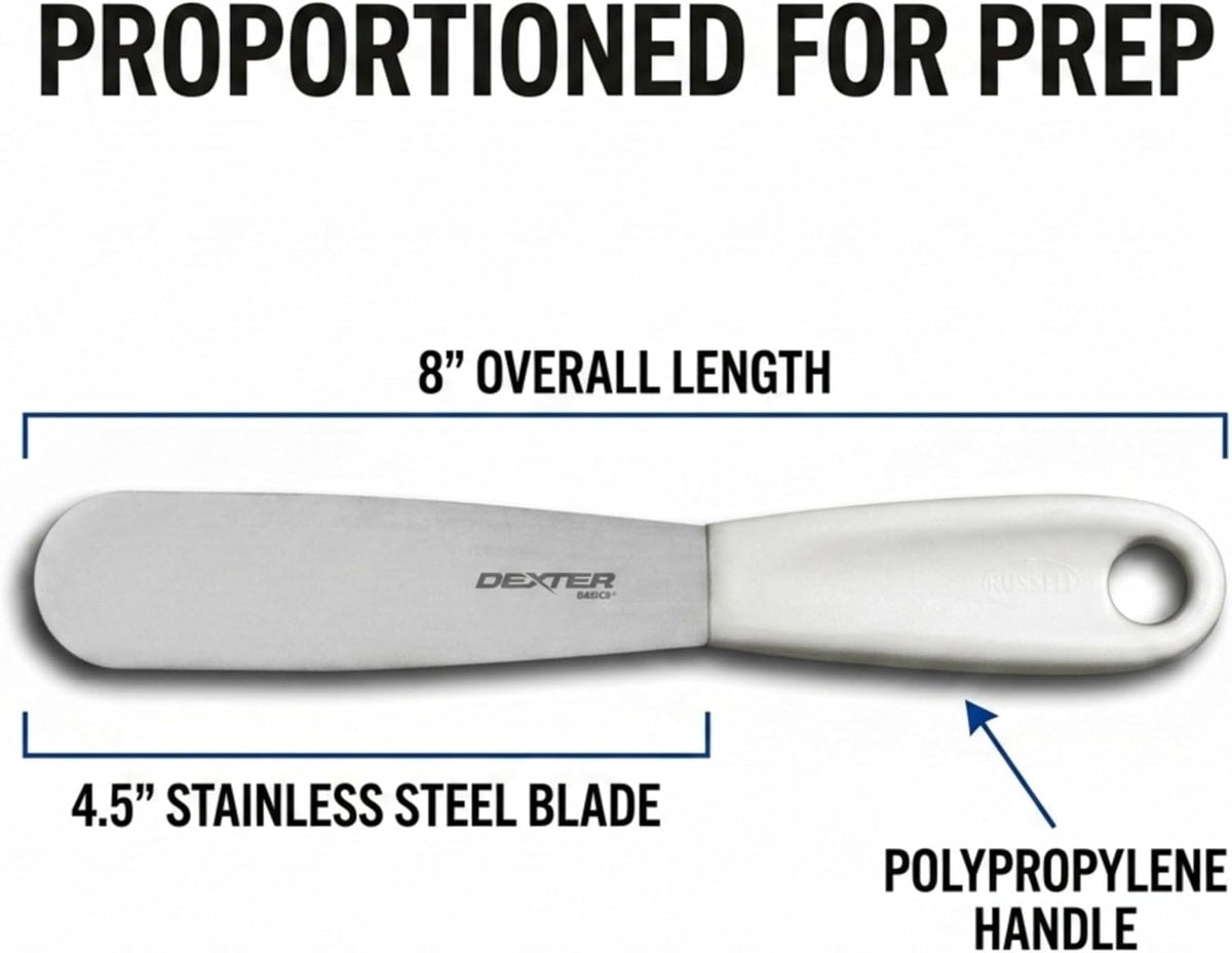 18283 Mother Russell Spreader, Stainless Steel Blade With Polypropylene Handle, Wide 4.5-in Blade for Spreading and Slicing, 8-in Overall Length, Silver/White Kitchen Tool