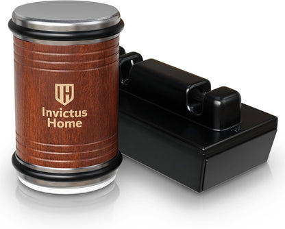 Invictus Knife Sharpener Pro - Professional Rolling Knife Sharpener Kit with Diamond and Ceramic Discs - Fast & Safe Manual Knife Sharpener with Magnetic Base, 15° & 20° Angles for Razor-Sharp Edge