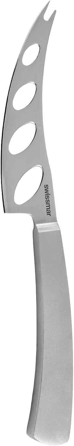 Barcelona Moist Cheese Knife – 8.2" Stainless Steel Blade with Sand-Blasted Handle – Non-Stick Blade with Fork Tip – Ideal for Brie, Camembert, Blue & Feta – Stylish Cheese Board Knife