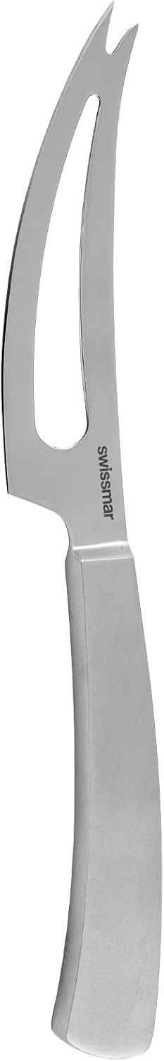 Barcelona Moist Cheese Knife – 8.2" Stainless Steel Blade with Sand-Blasted Handle – Non-Stick Blade with Fork Tip – Ideal for Brie, Camembert, Blue & Feta – Stylish Cheese Board Knife
