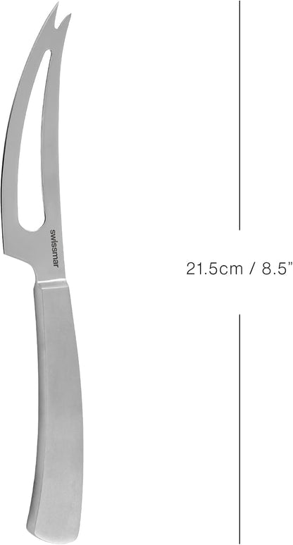 Barcelona Moist Cheese Knife – 8.2" Stainless Steel Blade with Sand-Blasted Handle – Non-Stick Blade with Fork Tip – Ideal for Brie, Camembert, Blue & Feta – Stylish Cheese Board Knife
