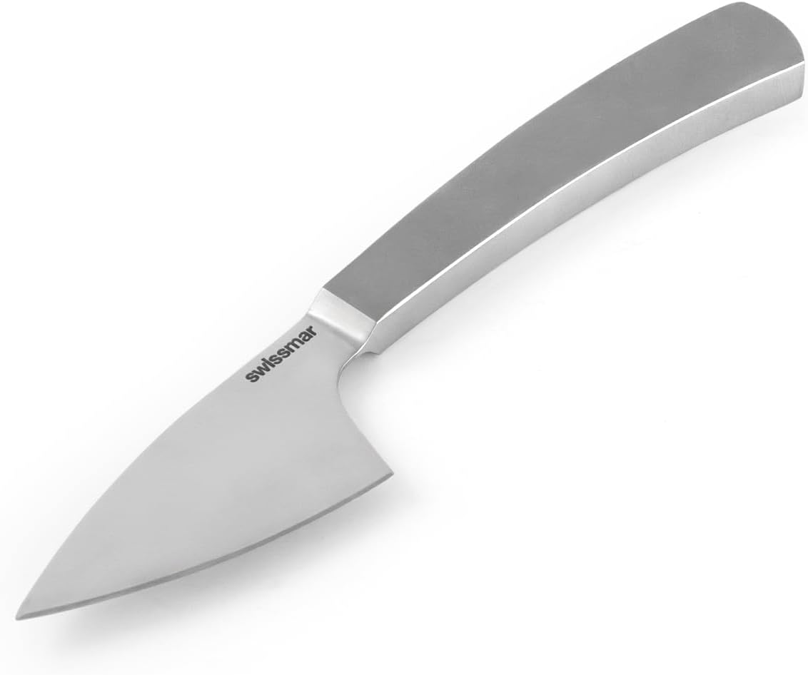 Barcelona Moist Cheese Knife – 8.2" Stainless Steel Blade with Sand-Blasted Handle – Non-Stick Blade with Fork Tip – Ideal for Brie, Camembert, Blue & Feta – Stylish Cheese Board Knife