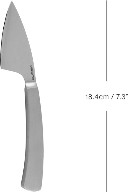 Barcelona Moist Cheese Knife – 8.2" Stainless Steel Blade with Sand-Blasted Handle – Non-Stick Blade with Fork Tip – Ideal for Brie, Camembert, Blue & Feta – Stylish Cheese Board Knife