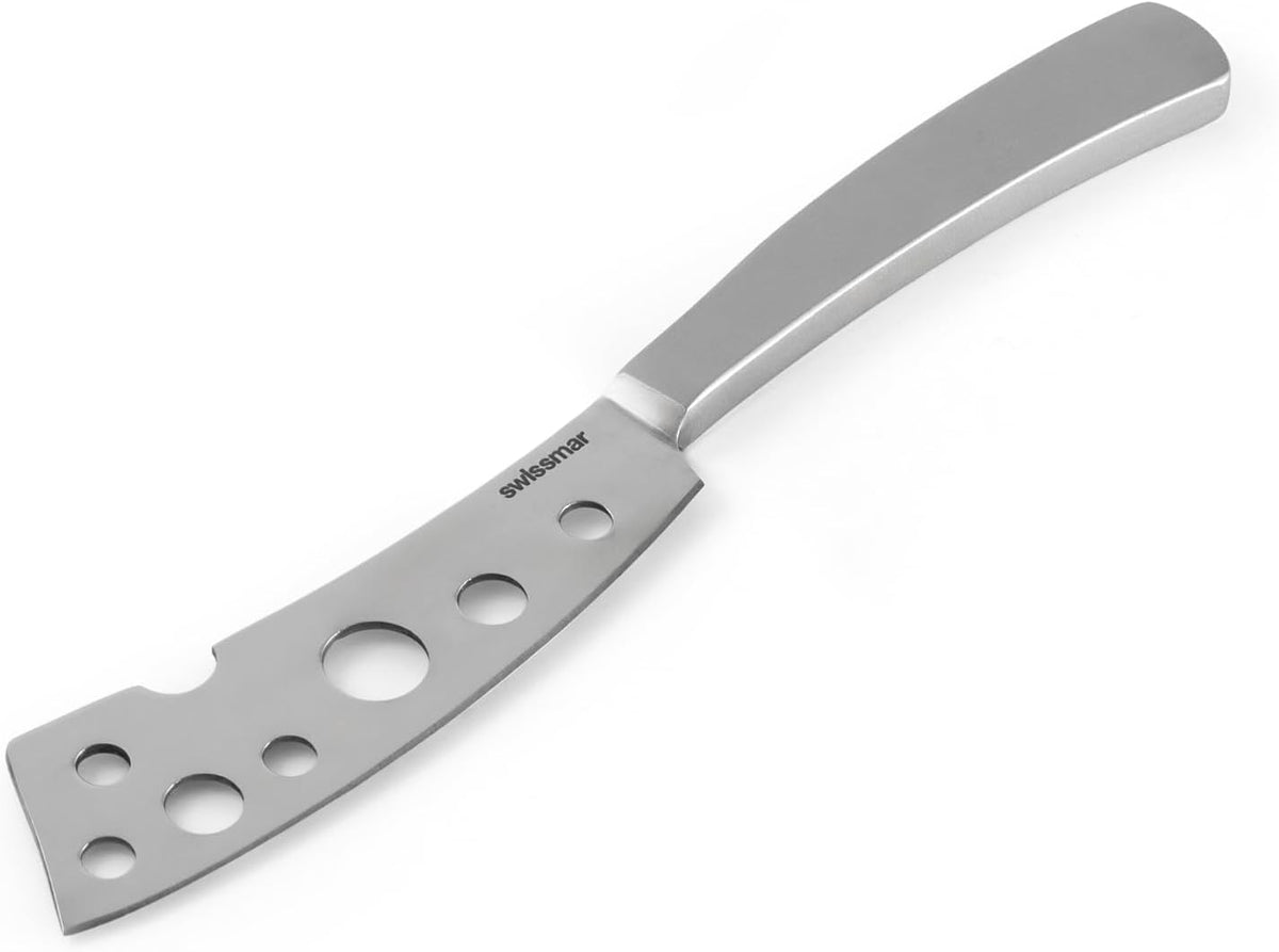 Barcelona Moist Cheese Knife – 8.2" Stainless Steel Blade with Sand-Blasted Handle – Non-Stick Blade with Fork Tip – Ideal for Brie, Camembert, Blue & Feta – Stylish Cheese Board Knife