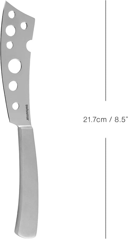 Barcelona Moist Cheese Knife – 8.2" Stainless Steel Blade with Sand-Blasted Handle – Non-Stick Blade with Fork Tip – Ideal for Brie, Camembert, Blue & Feta – Stylish Cheese Board Knife