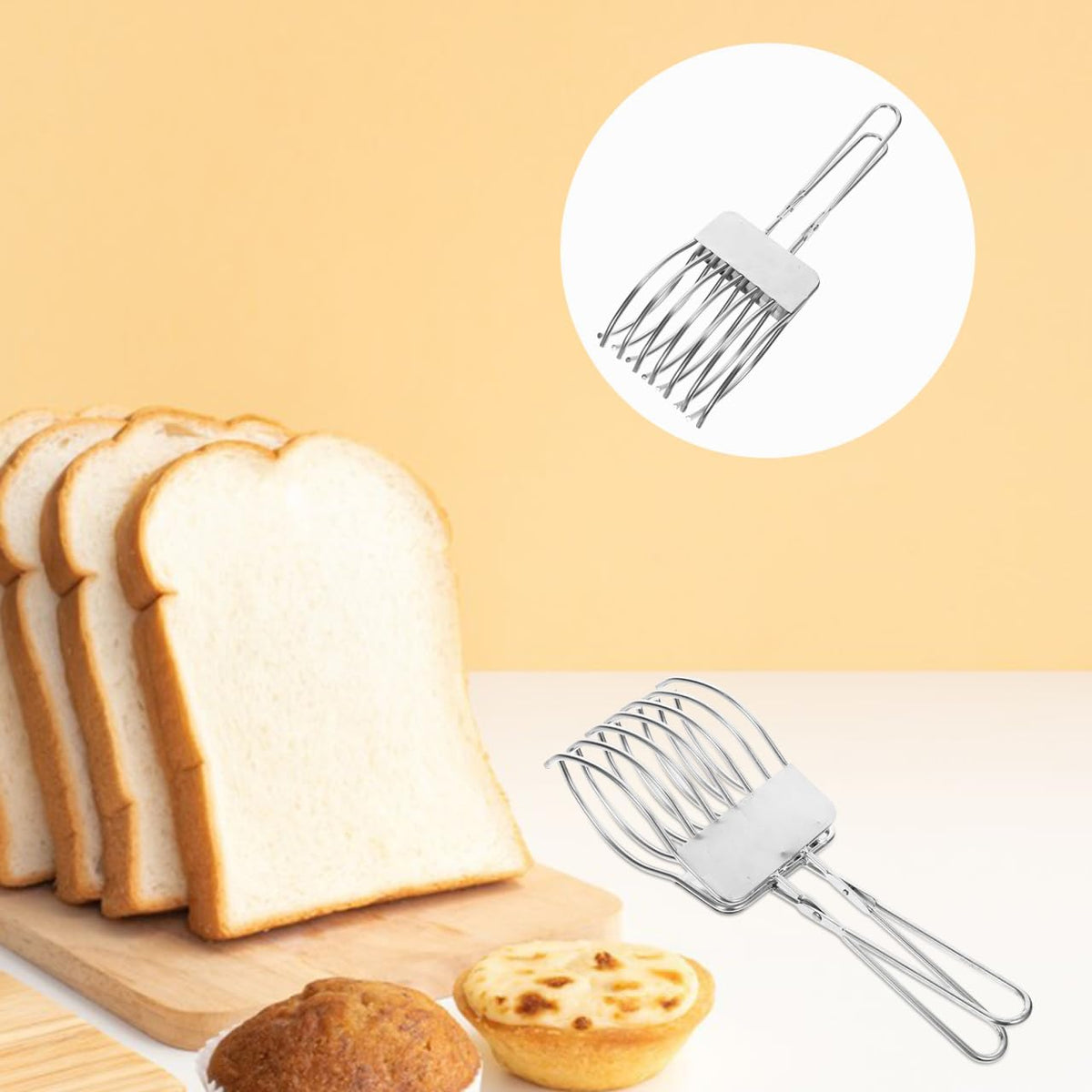 Stainless Steel Bread Slicer Tong Handheld Roast Cutting Tong for Even Slices of Bread Ham Roasts Vegetables and Fruit Ergonomic Grip for Grilling Baking Kitchen Use 10.82 X 3.54 X 2.95 in