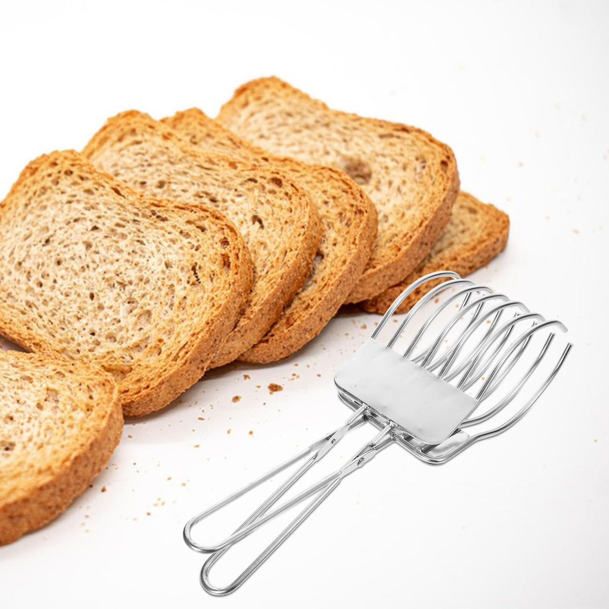 Stainless Steel Bread Slicer Tong Handheld Roast Cutting Tong for Even Slices of Bread Ham Roasts Vegetables and Fruit Ergonomic Grip for Grilling Baking Kitchen Use 10.82 X 3.54 X 2.95 in