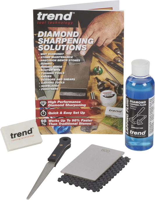 Trend Complete Diamond Sharpening Kit: Double-Sided Credit Card Stone & Mini Taper File w/Lapping Fluid, Cleaning Block, Instructional DVD & Guide, DWS/KIT/C