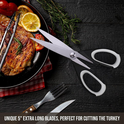2-Pack Kitchen Scissors Heavy Duty, Stainless Steel All-Purpose Cooking Shears, Dishwasher Safe with Protective Sheath, Ideal for Meat/Poultry/Vegetables/Home Use