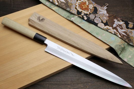 Yoshihiro Shiroko High Carbon Steel Kasumi Yanagi Magnolia Handle Sushi Sashimi Chef Knife (11.8" (300mm))