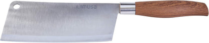 IMUSA 5.5 Inch Chef Stainless Steel Cleaver Knife with Woodlook Handle | Mirror-Polished Blade, Ergonomic Grip, Rust-Resistant Construction, Ideal for Chopping and Slicing