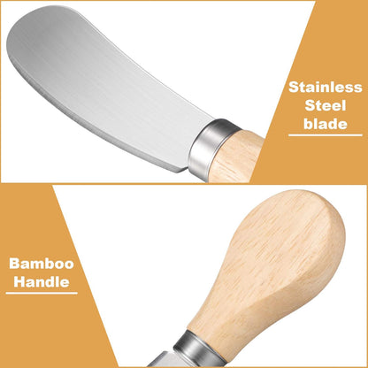 12 Pcs 4.7 Inch Cheese Spreader Knives Butter Knife Bulk Stainless Steel Butter Spreader Knives with Wooden Handle, Cheese Cake Condiment Knife Set for Sandwich, Cream, Charcuterie, Pastry